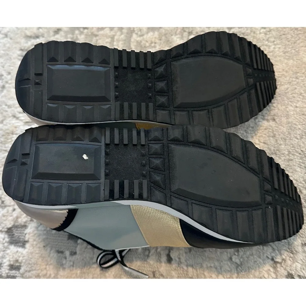 Steve Madden Cutout Mesh Sneakers Women's Size 6.5 Mint‎ Gold Black White